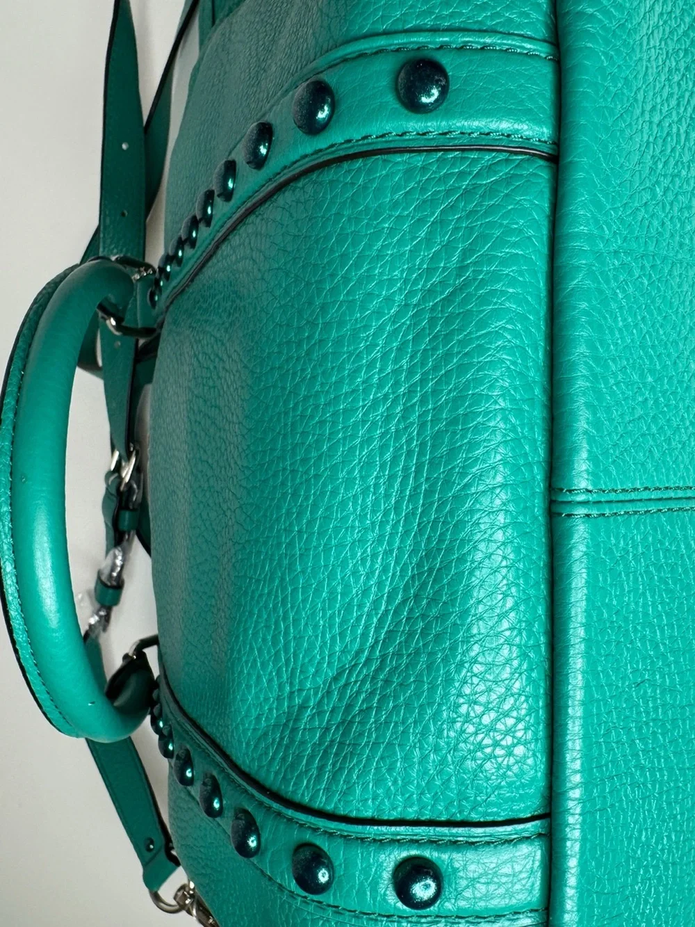 Coach Central Satchel Bag with Enamel Studded Rivets F57513 Grass Green $495 NWT